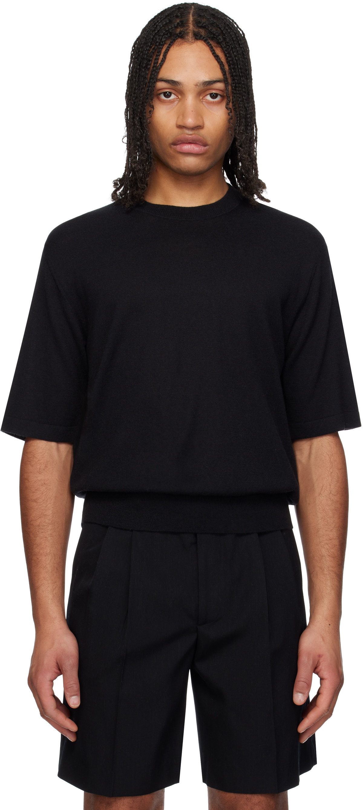AURALEE Black Hard Twist Cashmere Knit T-shirt Auralee