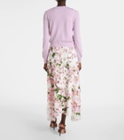 Oscar de la Renta Floral-appliqué virgin wool cardigan