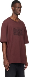 Maison Margiela Burgundy Embroidered Logo T-shirt
