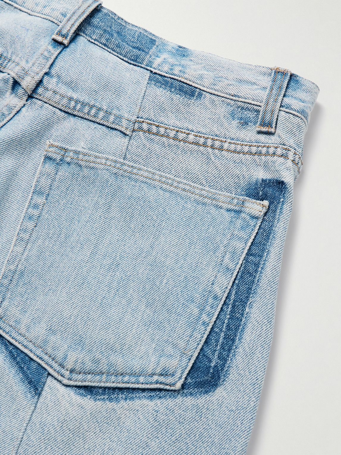 Kartik Research - Straight-Leg Upcycled Frayed Embellished Panelled Jeans - Blue