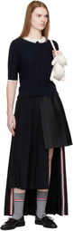 Thom Browne Navy Bobble Stitch Short Sleeve Sweater