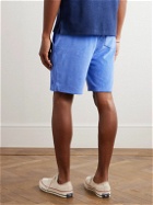 Polo Ralph Lauren - Straight-Leg Logo-Embroidered Cotton-Blend Terry Drawstring Shorts - Blue