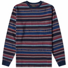 Beams Plus Men's Long Sleeve Indigo Native Stripe T-Shirt in Red