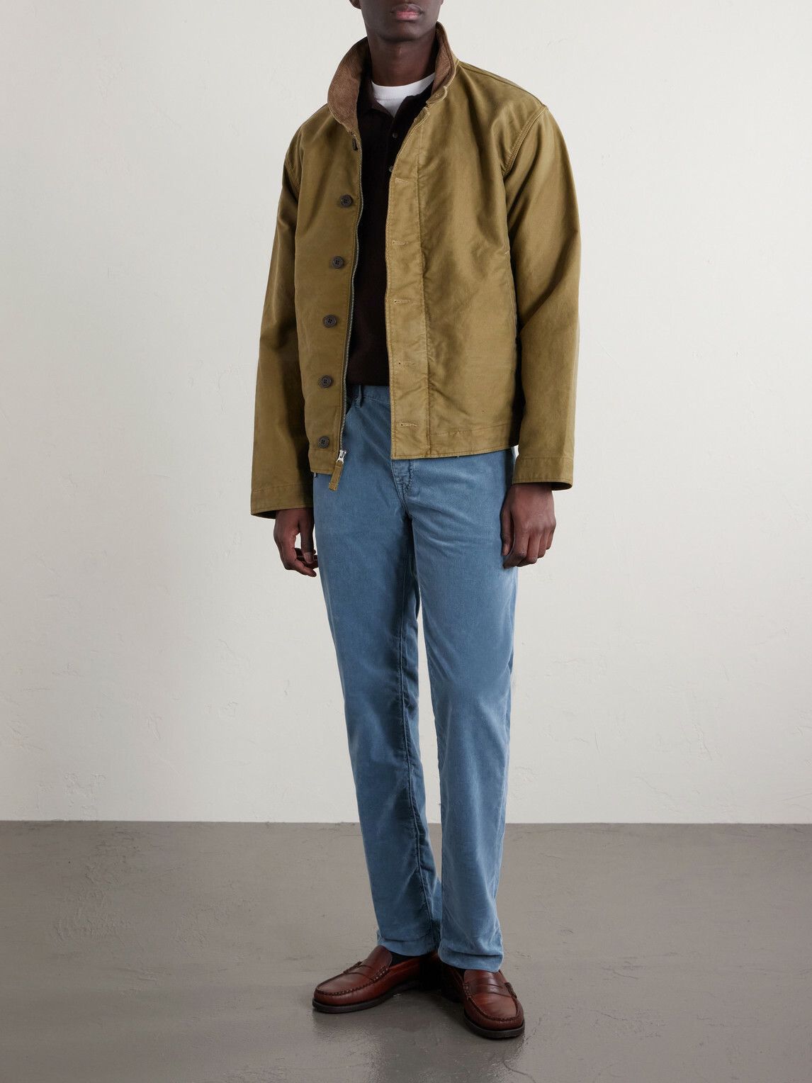 Massimo Alba - Alunga Straight-Leg Cotton-Velvet Five Pockets Trousers - Blue