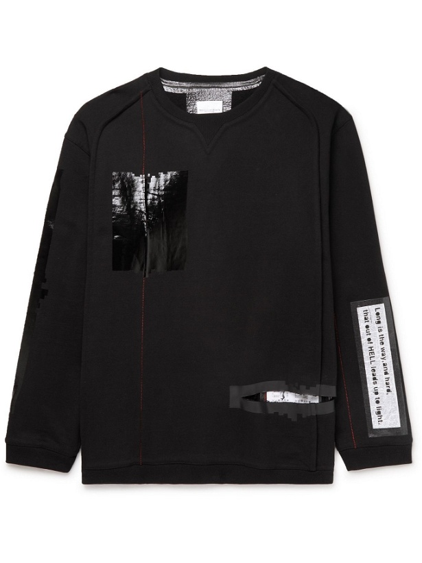 Photo: TAKAHIROMIYASHITA TheSoloist. - Oversized Zip-Detailed Cutout Printed Cotton-Jersey Sweatshirt - Black