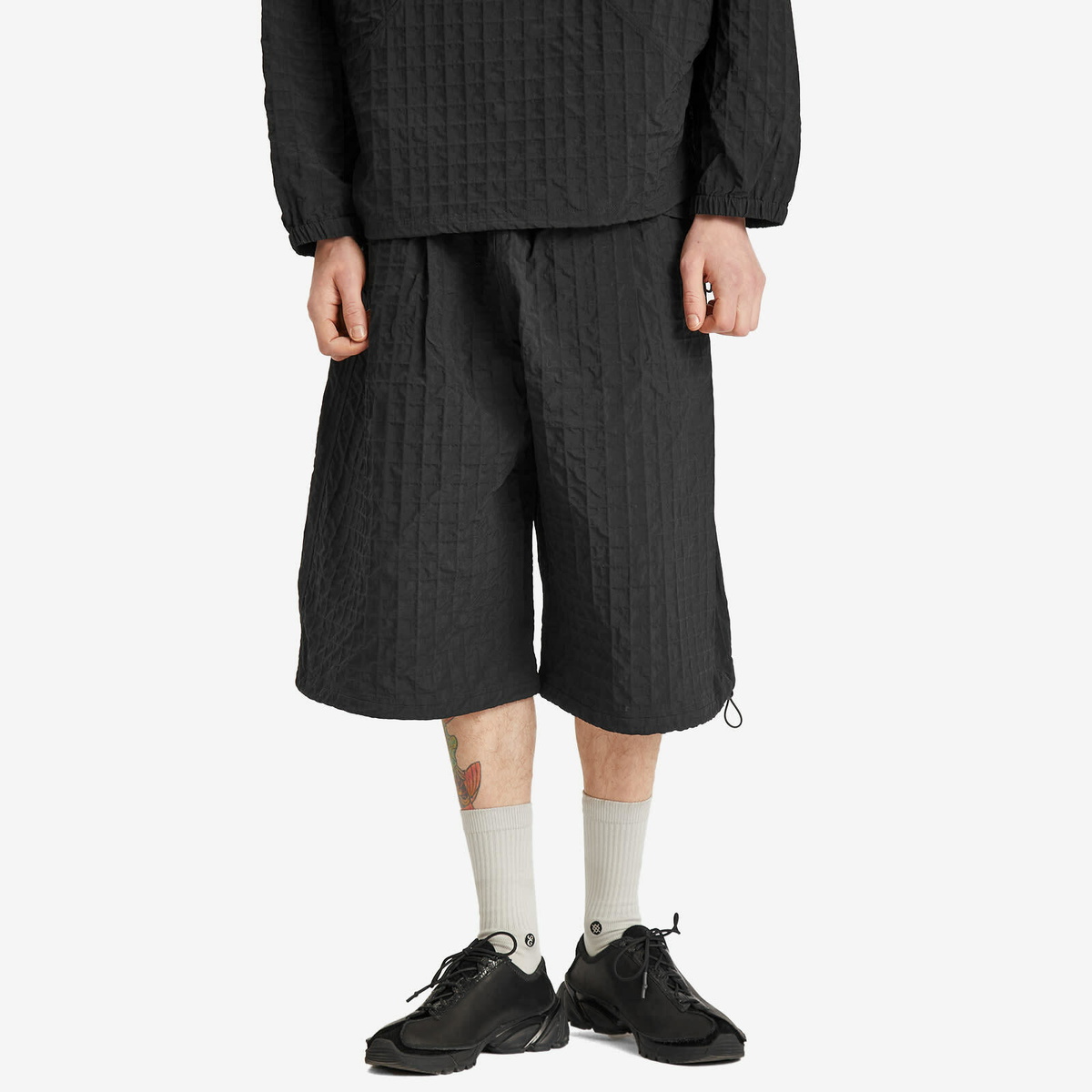 Sage Nation Men's Factor Nylon Shorts in Black Check