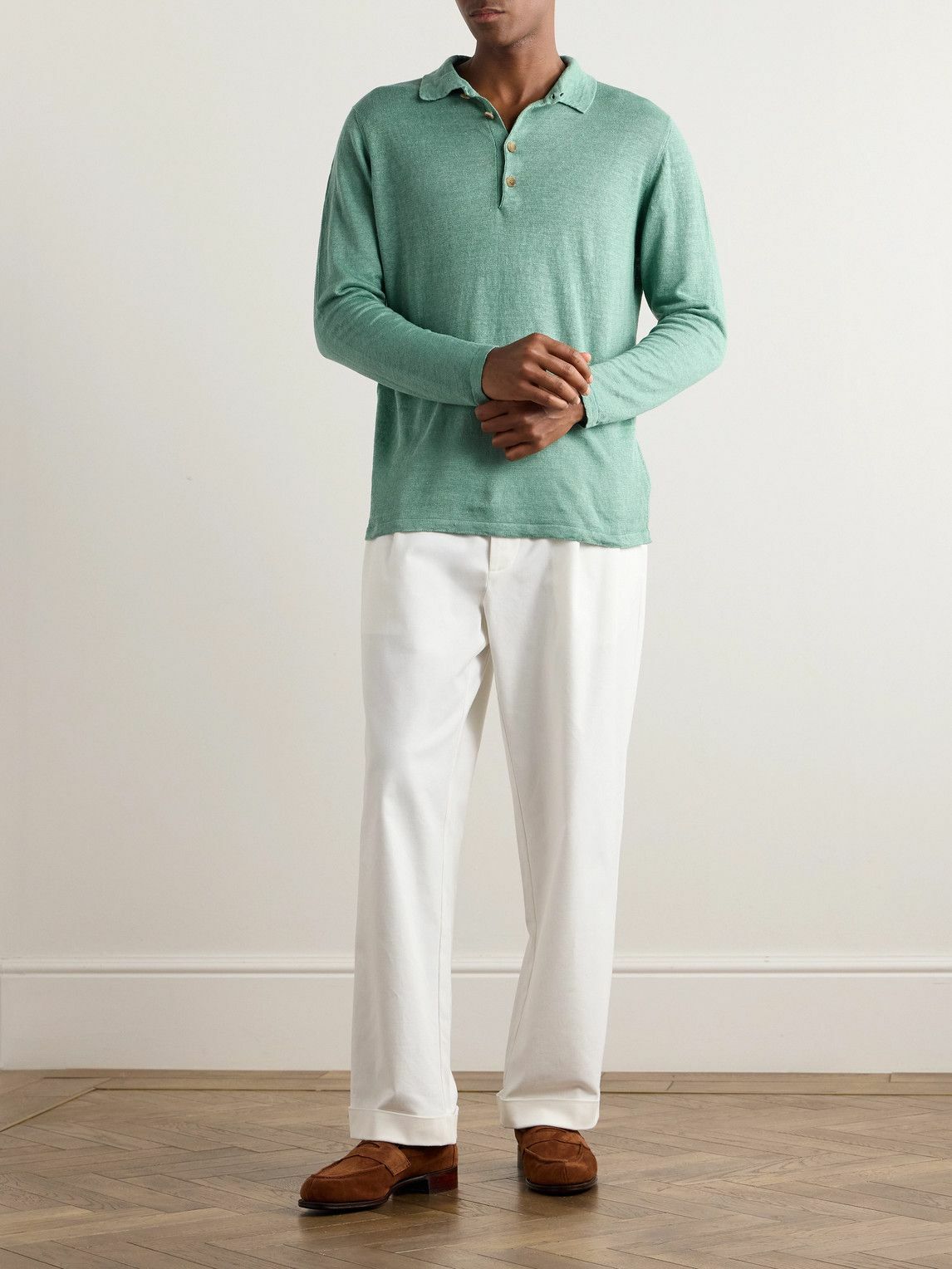 Richard James - Linen Polo Shirt - Green