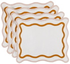 Misette Pink & Orange Grid Embroidered Linen Placemat Set