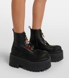 Balenciaga Embellished leather platform combat boots