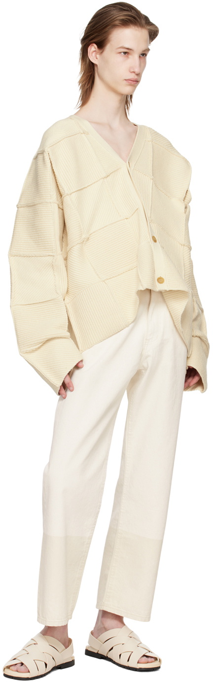 YOKE Off-White Patchwork Cardigan