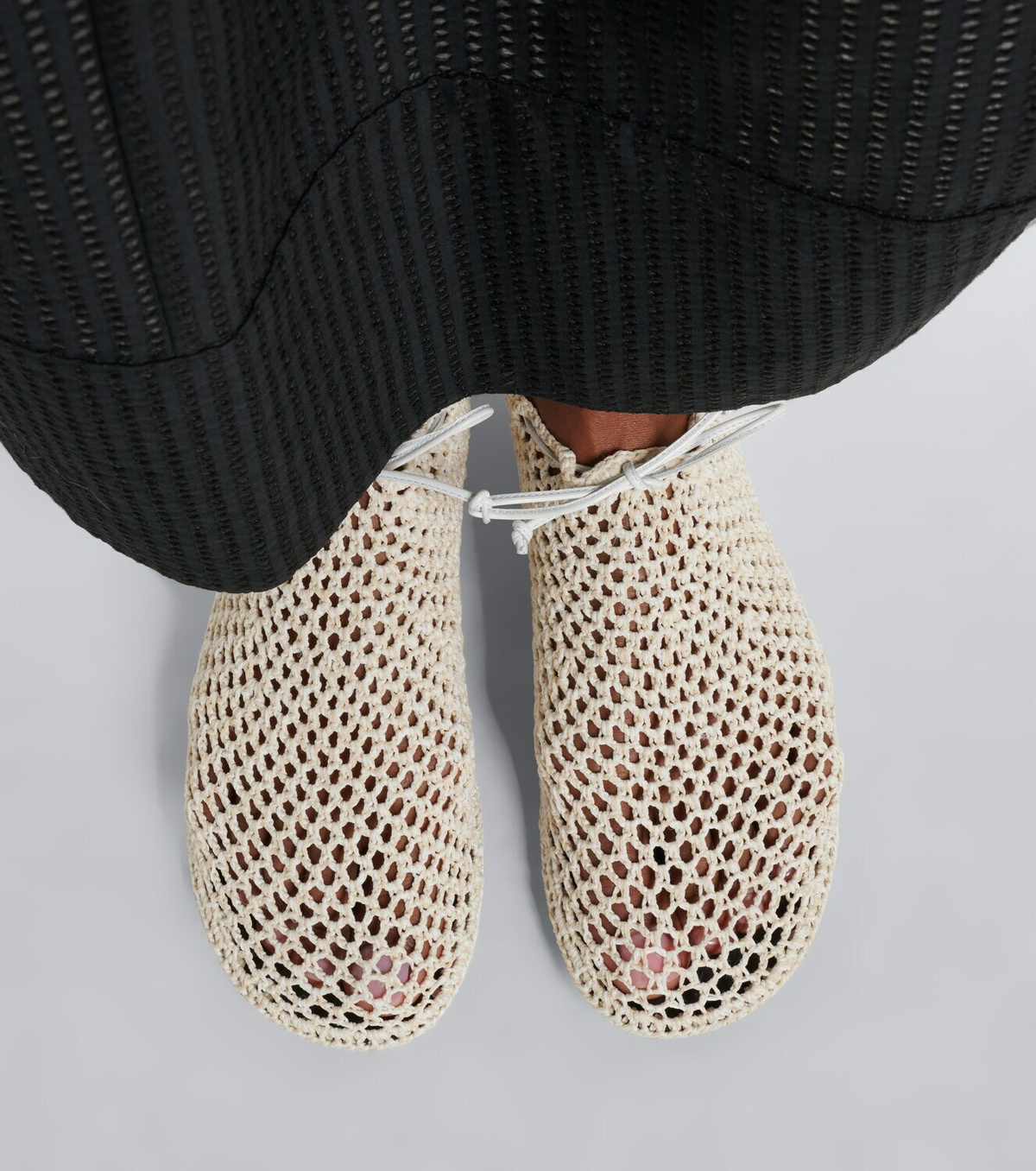 Christen Mandala crochet leather-trimmed flats