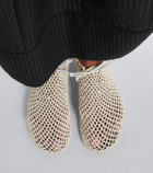 Christen Mandala crochet leather-trimmed flats
