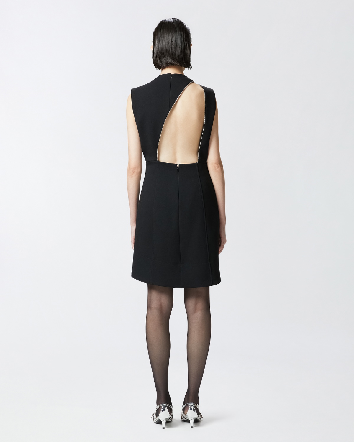 Pinko Mini Dress With Open Back And Rhinestones Limo Black