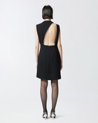 Pinko Mini Dress With Open Back And Rhinestones Limo Black
