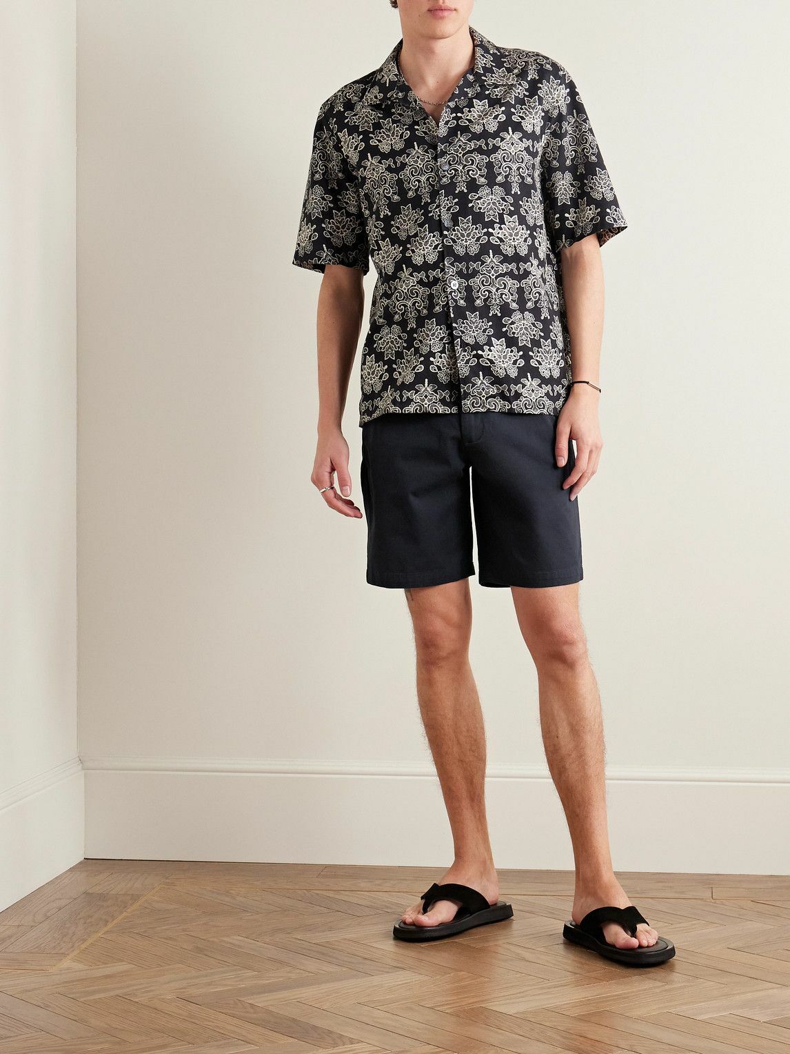 Club Monaco - Maddox Straight-Leg Cotton-Blend Twill Shorts - Blue