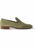 Manolo Blahnik - Truro Leather-Trimmed Suede Loafers - Green