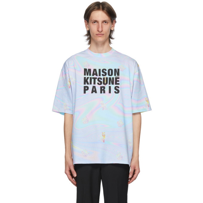Photo: Maison Kitsune Multicolor Oversized Hologram Fox Print T-Shirt