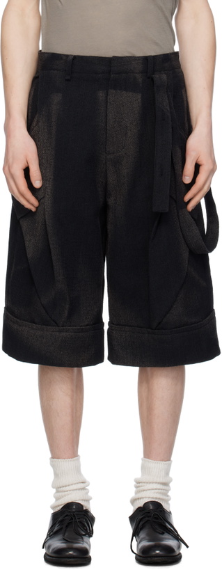 Photo: JiyongKim Black Sun-Bleached Layered Strap Shorts