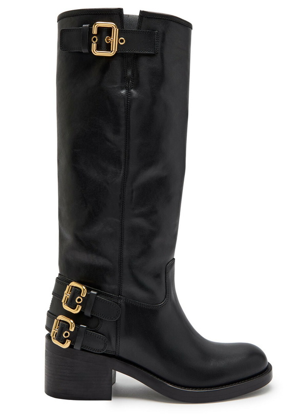 Photo: Chloe New Bikers 70 Leather Knee-high Boots Black