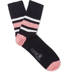 Corgi - Ribbed Striped Cotton Socks - Navy