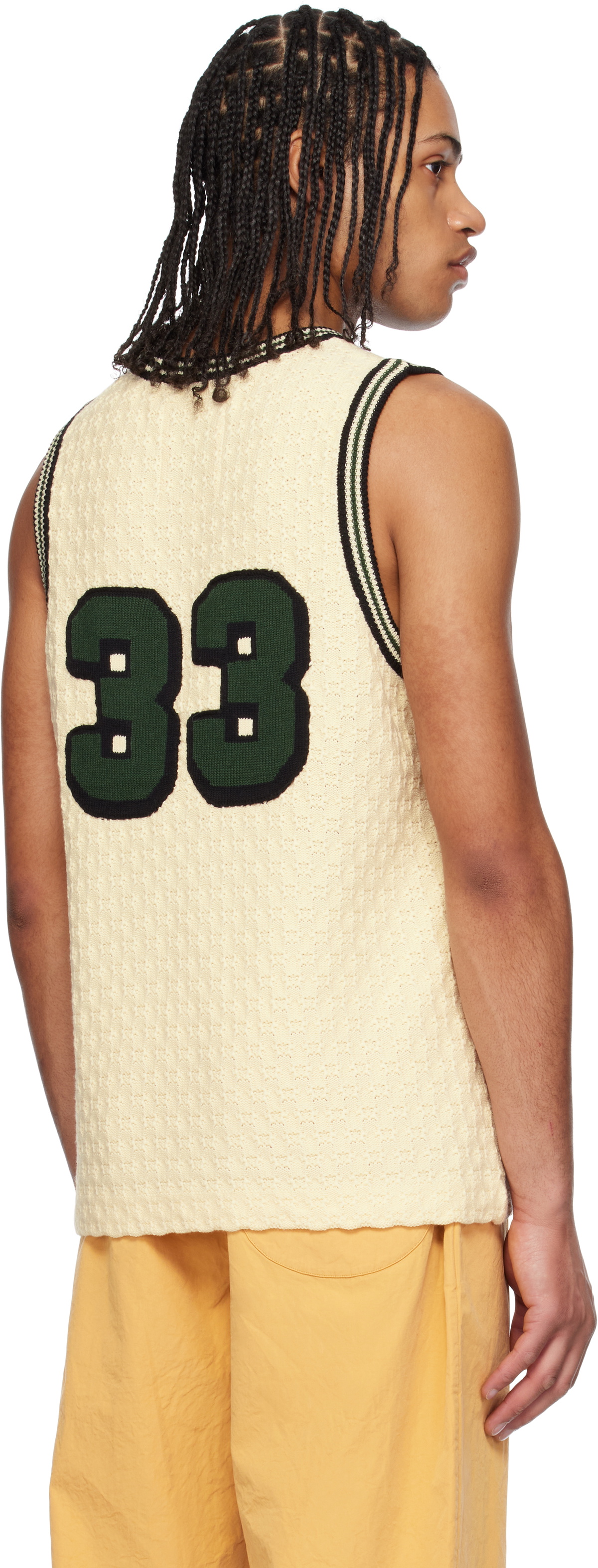 RICE NINE TEN Off-White Knitting Basketball Tank Top