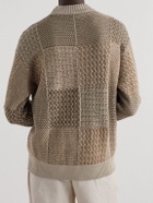 Loro Piana - Patchwork Linen, Silk and Cotton-Blend Sweater - Brown