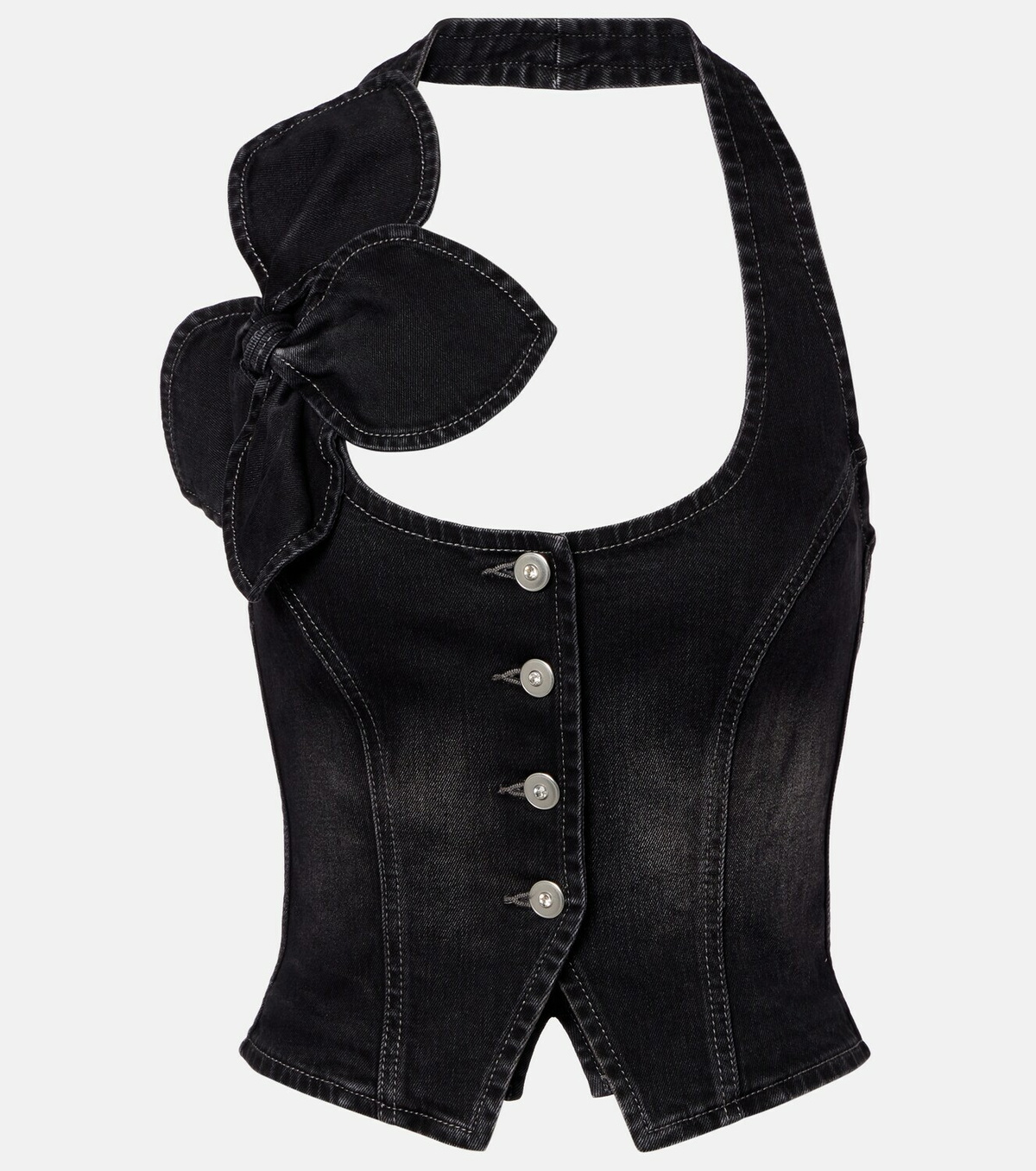 Area Bow-detail denim top