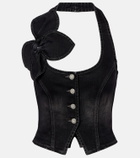 Area Bow-detail denim top
