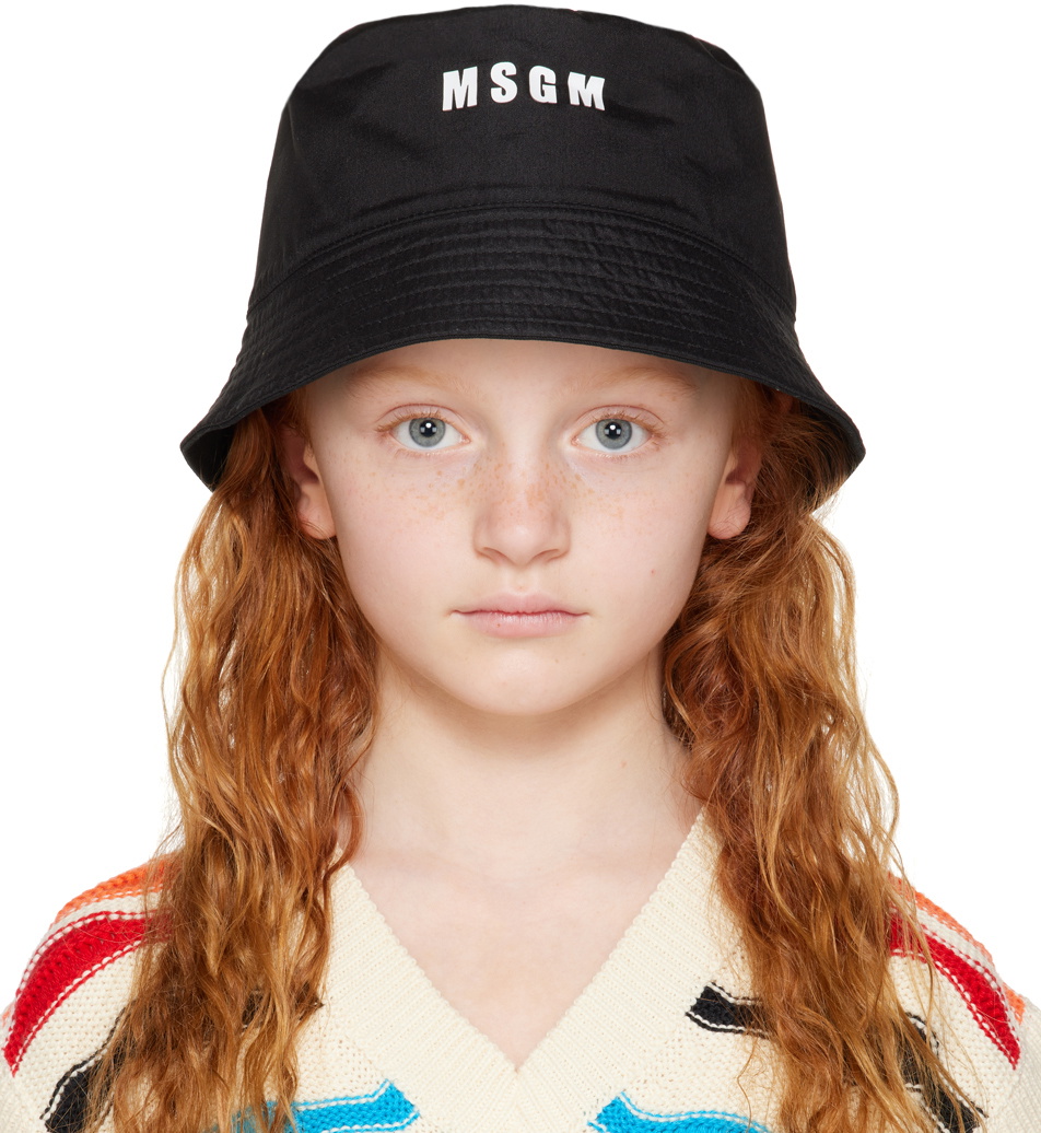 MSGM Kids Kids Black Logo Bucket Hat