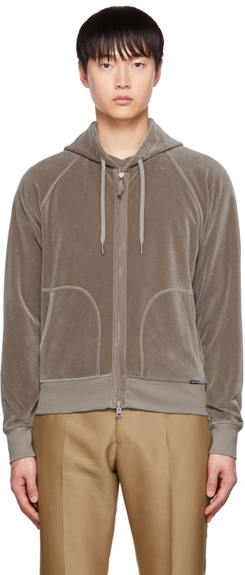 Photo: TOM FORD Brown Zip Hoodie