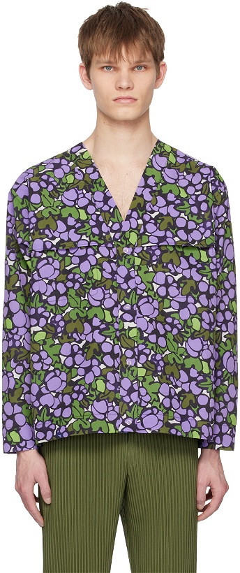 Photo: HOMME PLISSÉ ISSEY MIYAKE Purple Printed Shirt