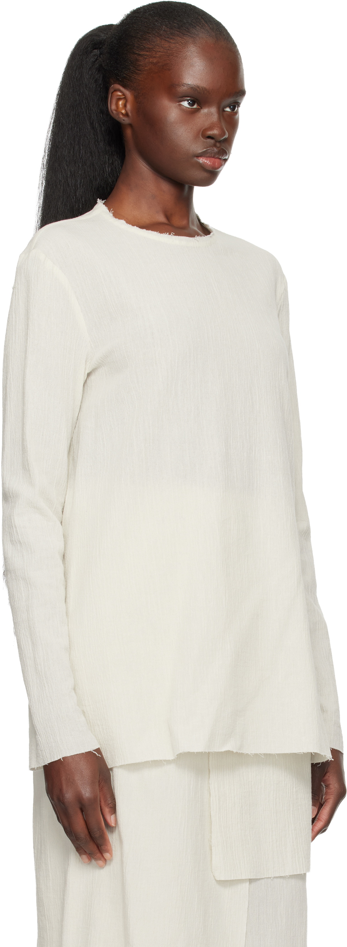 Lauren Manoogian Off-White Raw Apron Top