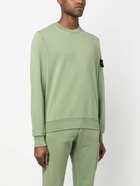 STONE ISLAND - Logo Cotton Crewneck Sweatshirt