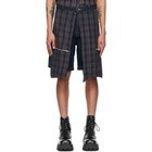 Youths in Balaclava Blue Denim Flannel Godstar Shorts