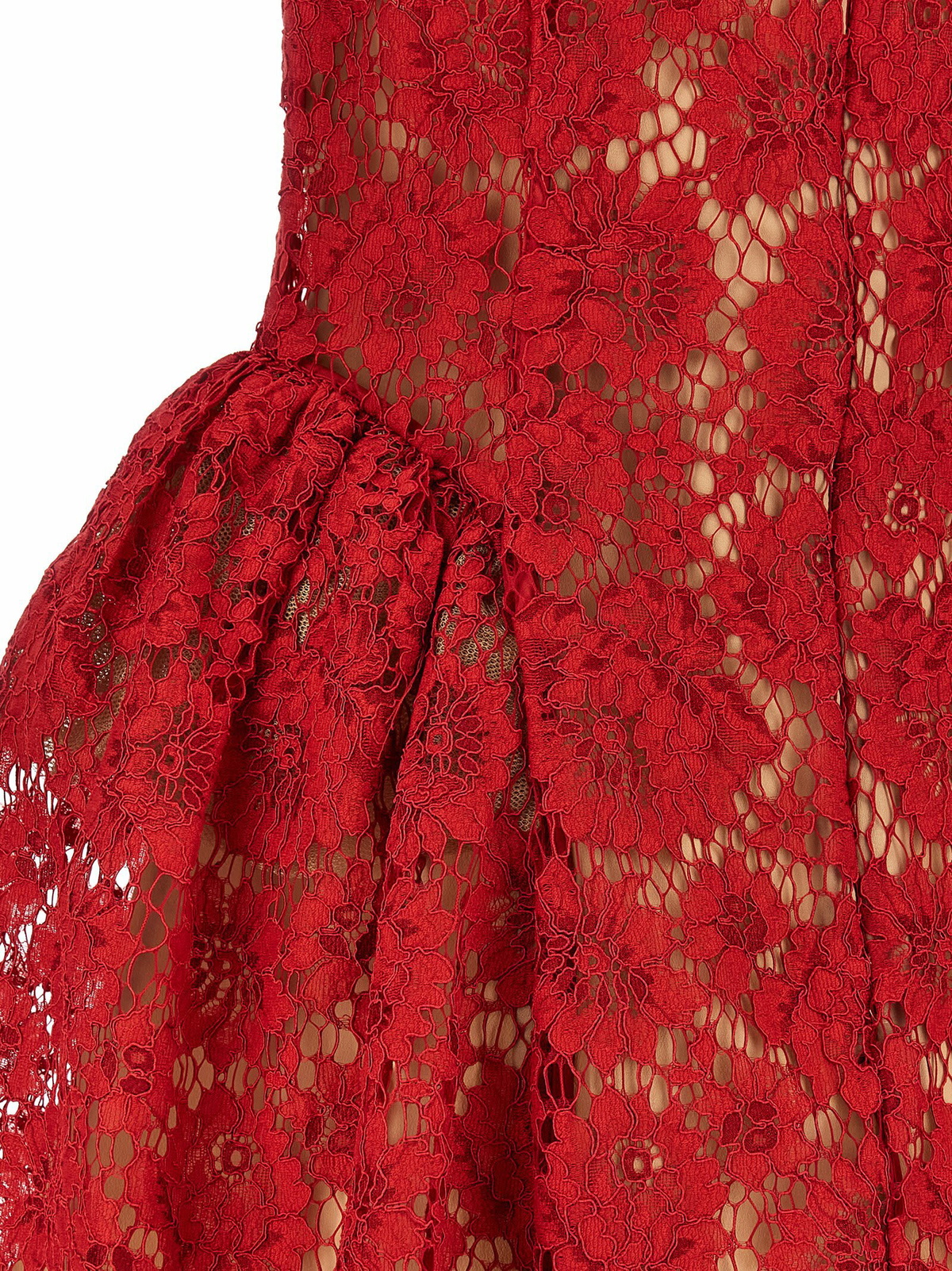 self-portrait red Fine Lace Pearl Mini Dress Self-Portrait