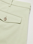 DOPPIAA - Aaza Straight-Leg Pleated Cotton-Blend Seersucker Bermuda Shorts - Green