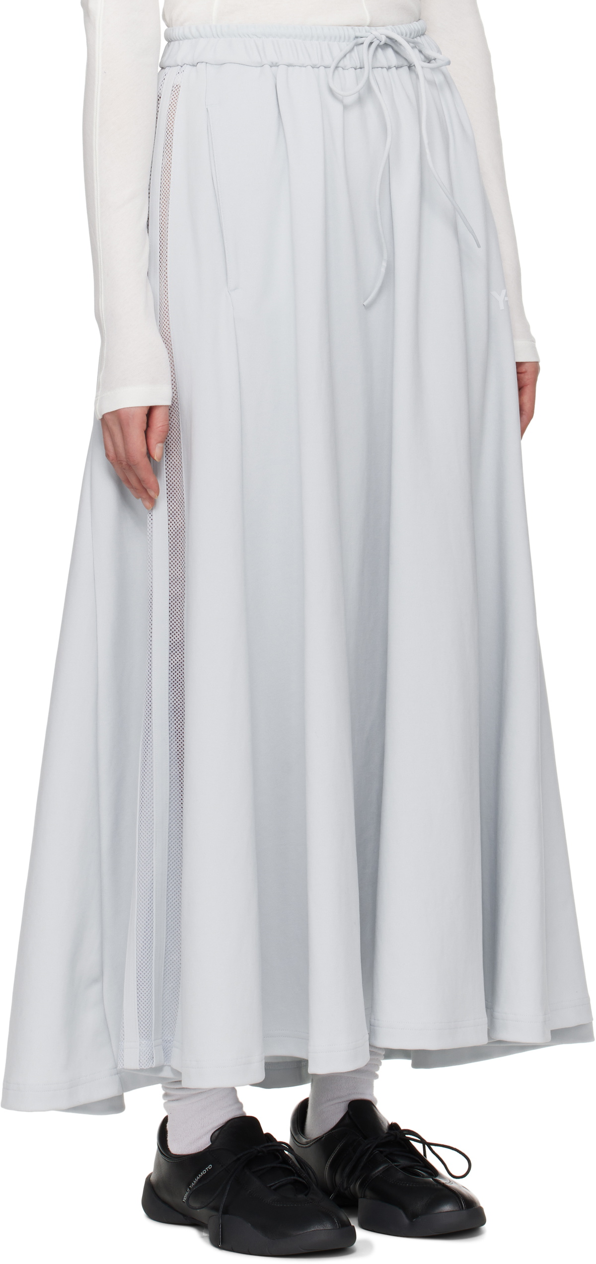Y-3 Gray 3-Stripes Track Maxi Skirt