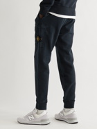 Stone Island - Slim-Fit Tapered Logo-Appliquéd Cotton-Jersey Cargo Sweatpants - Blue