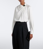 Vince Gathered silk-blend satin blouse