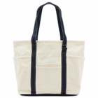 Mazi Untitled Cafe Tote Bag in Ecru/Navy 