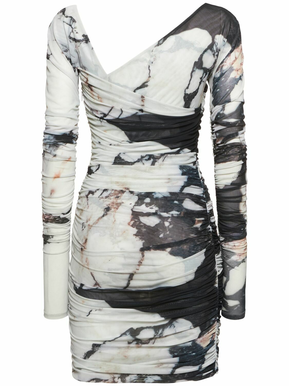 ROBERTO CAVALLI Marmo Printed Stretch Tulle Mini Dress Roberto Cavalli