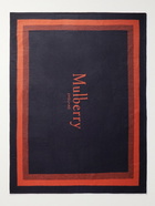 Mulberry - Leather-Trimmed Striped Logo-Jacquard Lambswool Blanket