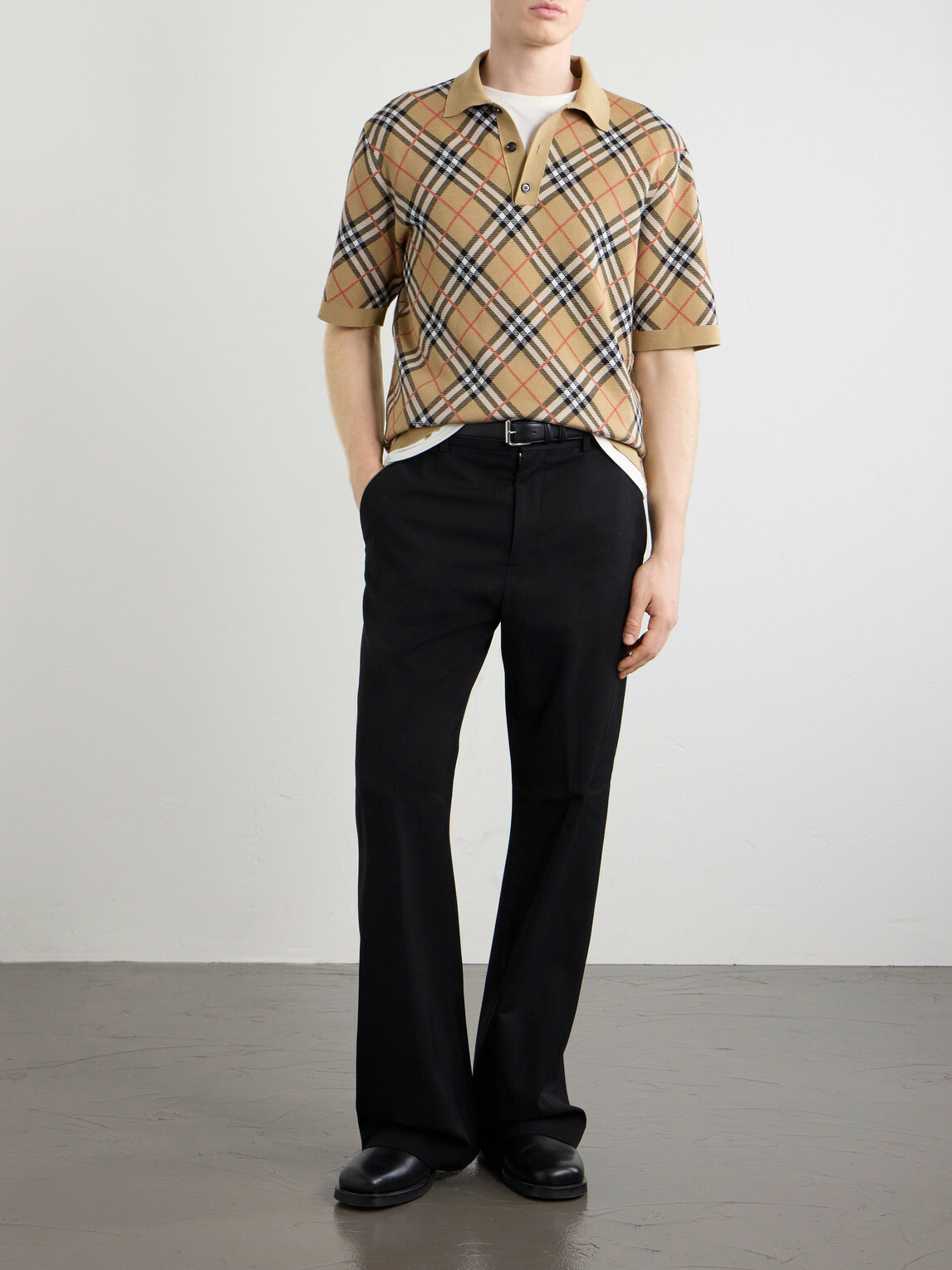 Burberry - Checked Cotton-Blend Polo Shirt - Neutrals