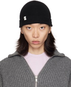 Jil Sander Black Fine Merino Wool Rib Beanie