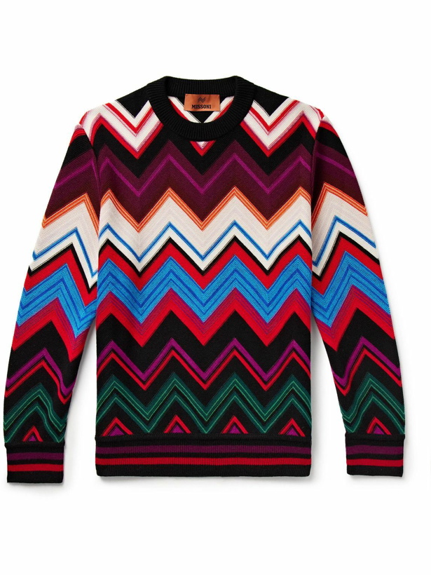 Photo: Missoni - Chevron Crochet-Knit Wool and Cotton-Blend Sweater - Black