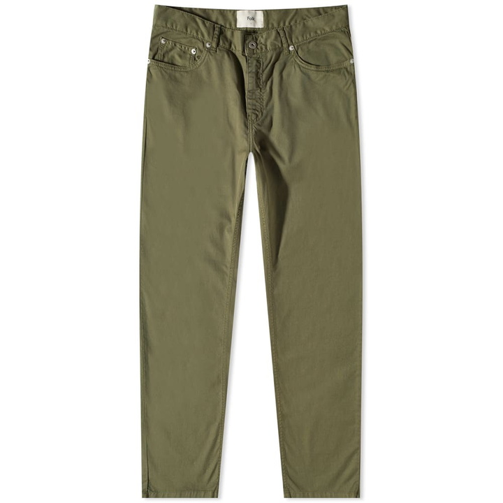 Photo: Folk Men's 5 Pocket Trouser in Olive