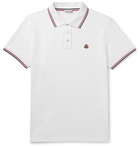 Moncler - Contrast-Tipped Cotton-Piqué Polo Shirt - White