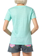 MC2 Saint Barth Woman Linen Jersey Sage Green V-neck T-shirt Eloise