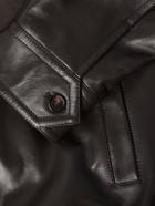 Bottega Veneta - Intrecciato-Trimmed Leather Blouson Jacket - Brown