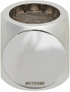 We11done Silver & White Logo Dice Ring
